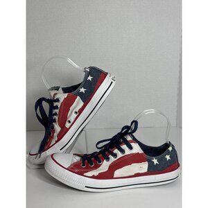 Converse All Star Low Top Sneakers American Flag Print Canvas Size 8.5 Mens